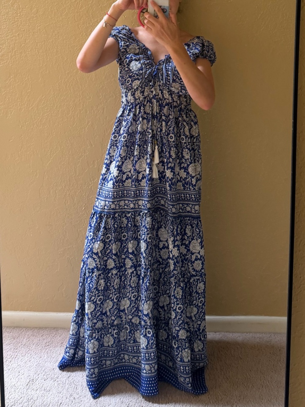 Blue White Floral Maxi Dress
